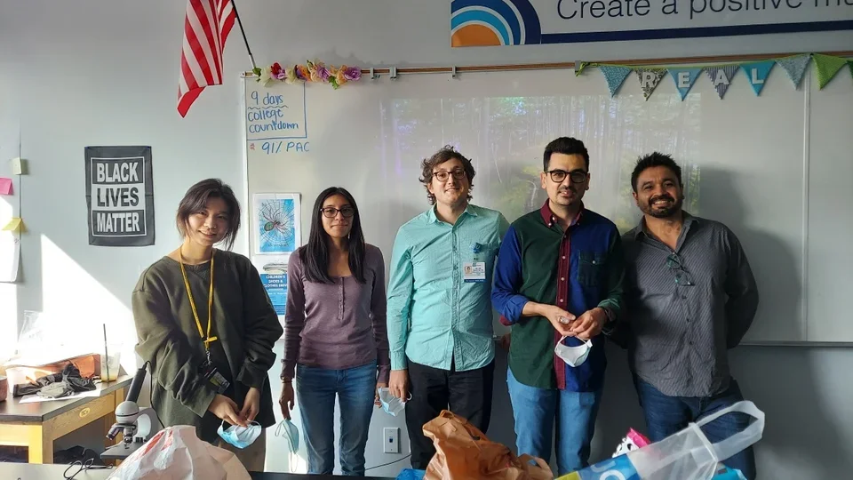 Members of the Portera and Zeiger Labs at a neuroscience outreach event at East College Prep.