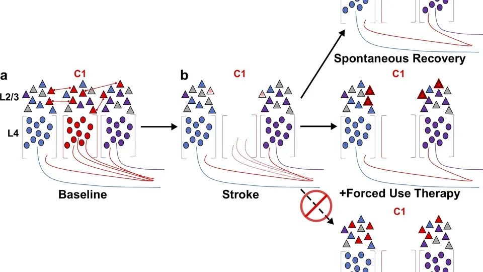 Model of peri-infarct circuit changes after stroke.