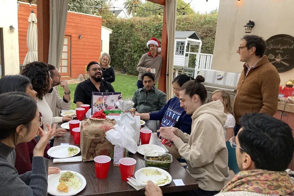 Members of the Zeiger and Portera labs at a holiday party