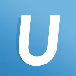 A white "U" from the UCLA photo on a blue background