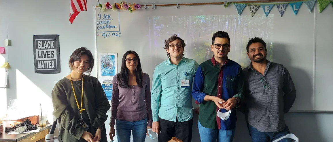 Members of the Portera and Zeiger Labs at a neuroscience outreach event at East College Prep.